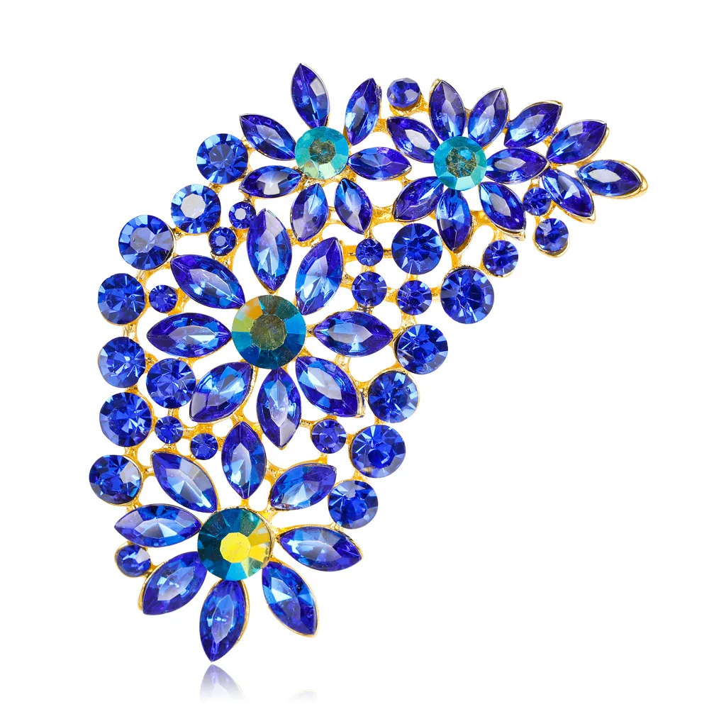 Retro Alloy Crystal Glass Exaggerated Brooch Women\'s Style Pin Accessories