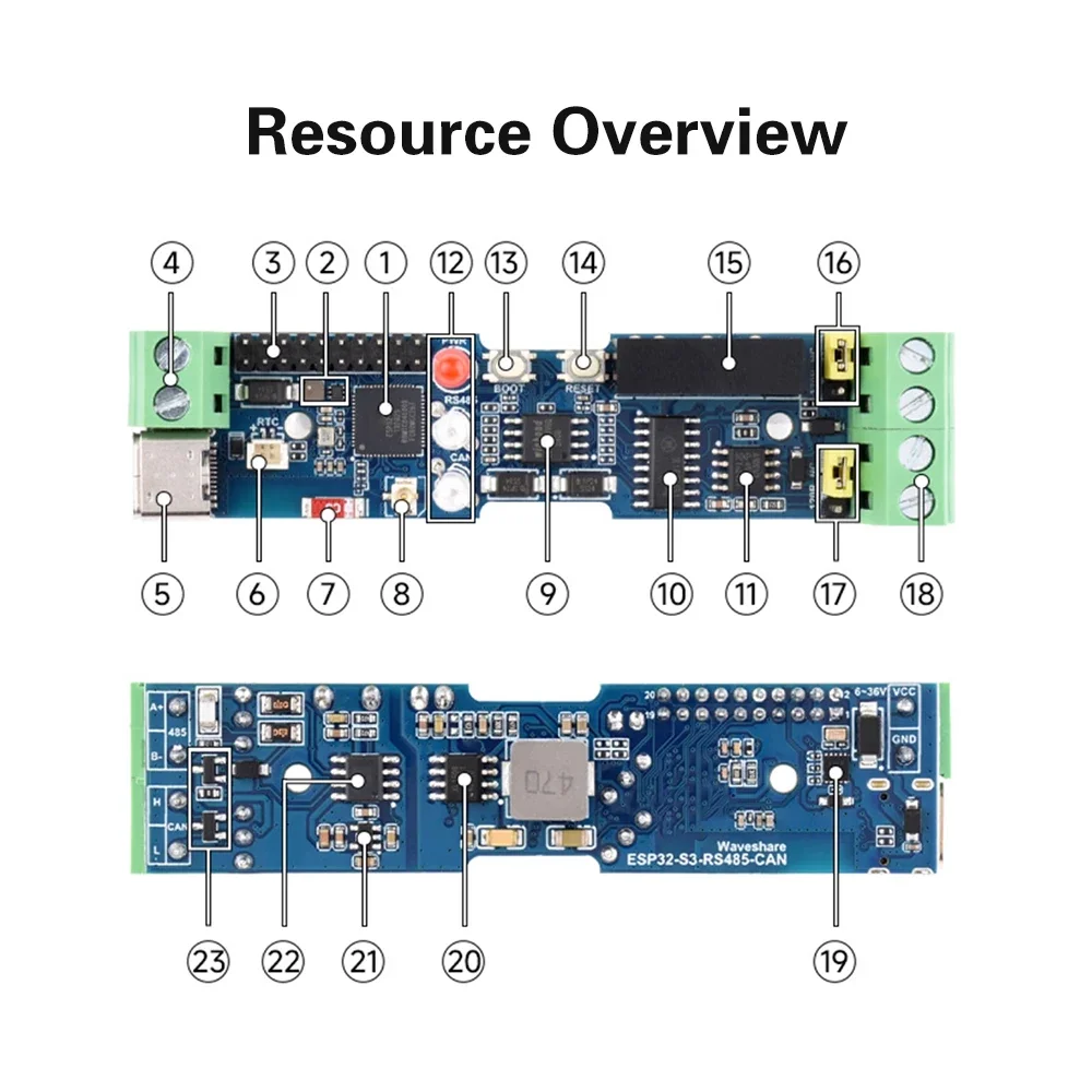 ESP32-S3-RS485-CAN 1-channel WiFi Bluetooth Relay Industrial Control Board RS485 CAN Communicator Type C Interface