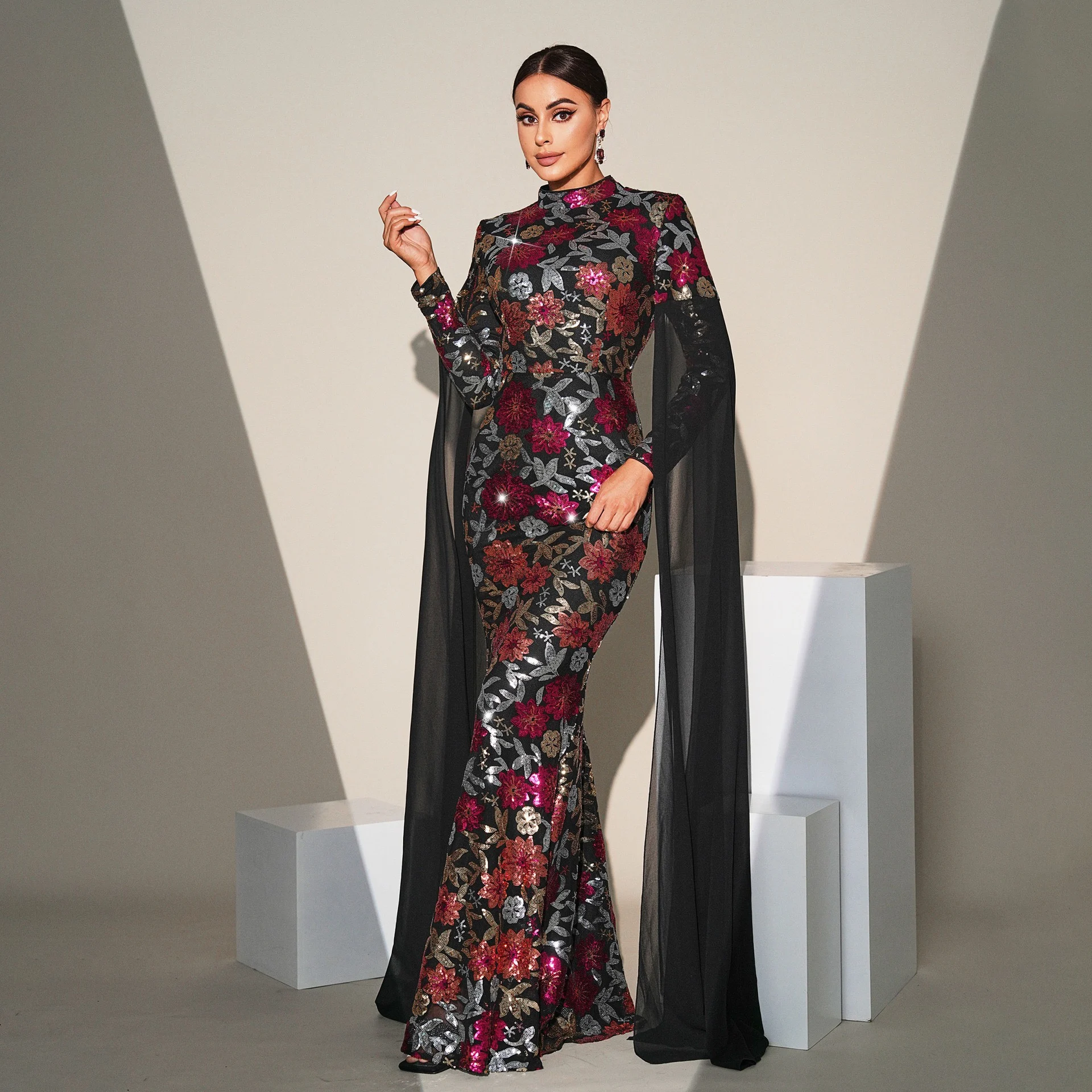 Ele Long Sve round Ne Sequin Evening Dr Maid of Dr ثوب نسائي لحفلات الزفاف Par Banquet Fem Faion