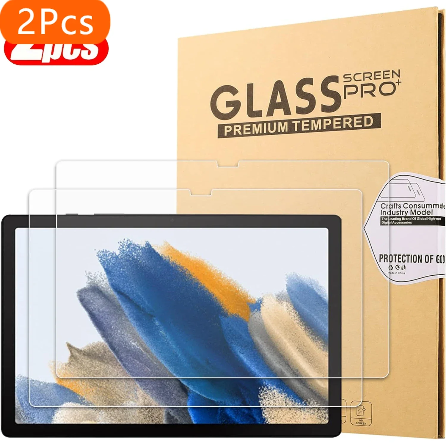 2Pcs Tempered Glass Screen Protector For Samsung Galaxy Tab A 10.1 T510 T580 A9 A7 A8 X200 S5E 10.5 S6 Lite 10.4 S9 S7 FE S8 + X