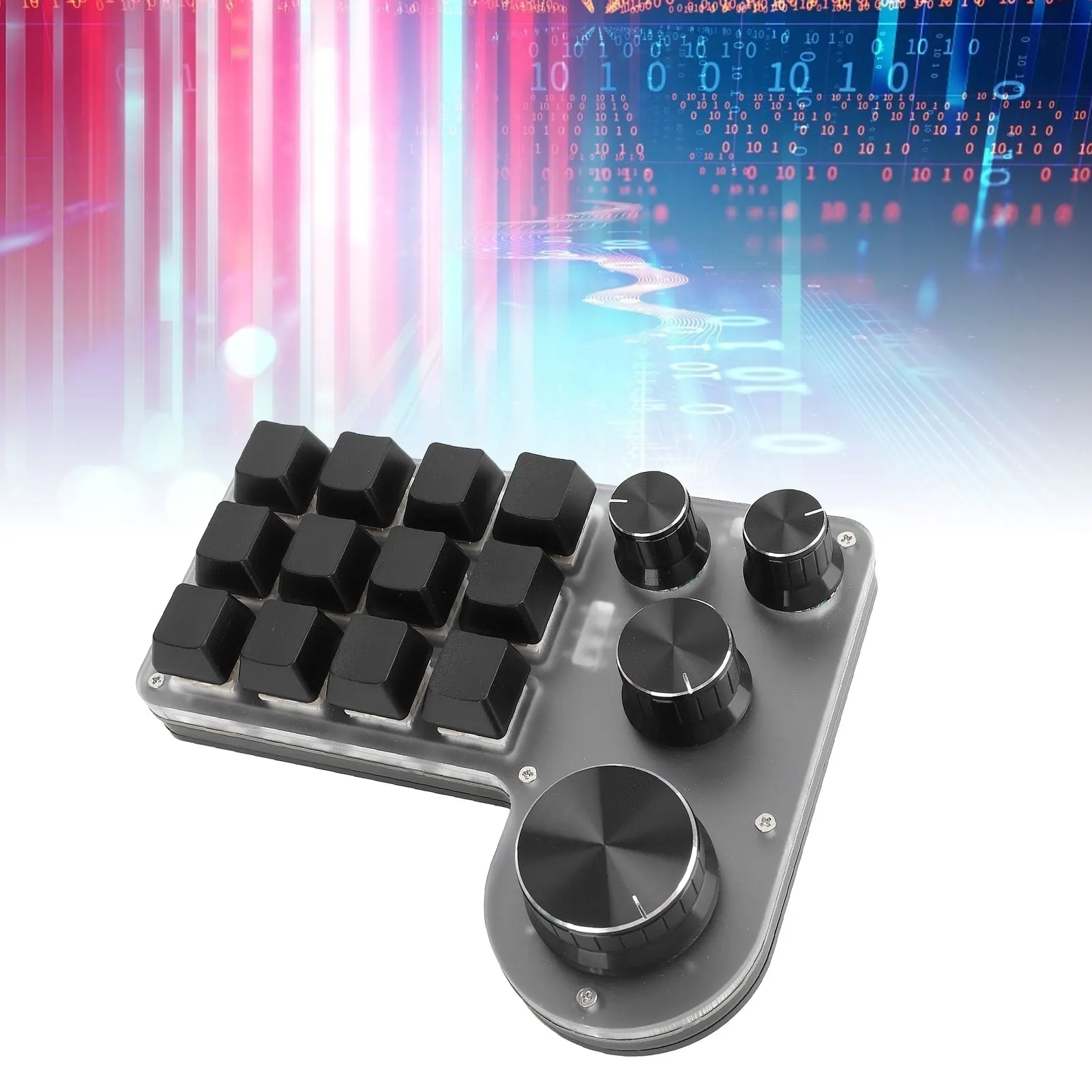 Macro Gaming Keypad 500mAh Compact Custom Macro Gaming Programmable Keyboard 12 Keys 4 Knobs Red  Hot Swappable for Home