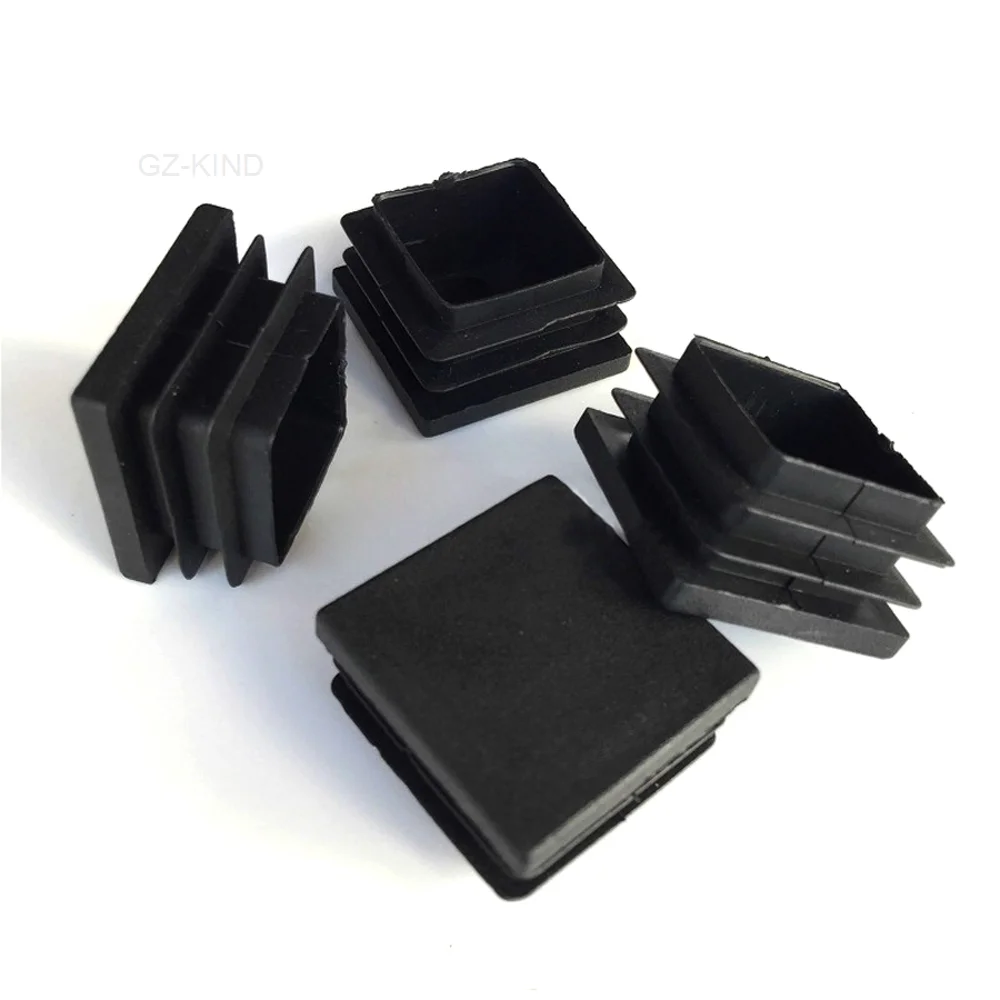 2/4/10pcs tappo quadrato in plastica tappo terminale tubo inserto tappo tappo nero 10-100mm