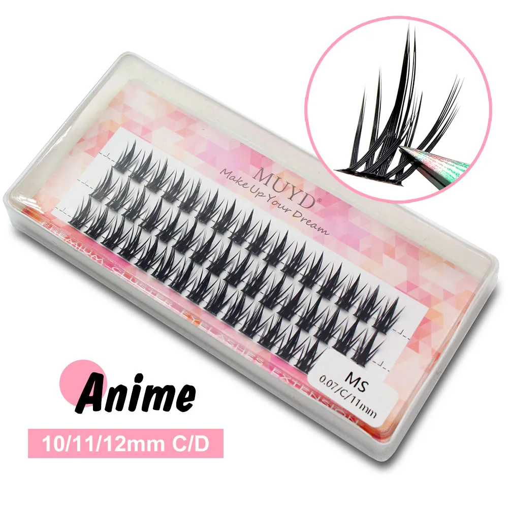 Super Bunch 60pcs Anime Style Mink Eyelashes Extension Natural 3D Volume Fake Lashes Individual Cluster Makeup Tools Cilia