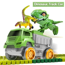 Magical Race Dinosaur Track Car Toy Vehicle LED Light Electronics Car Tracks Toy Parts Car for Children Boys Birthday Gift
