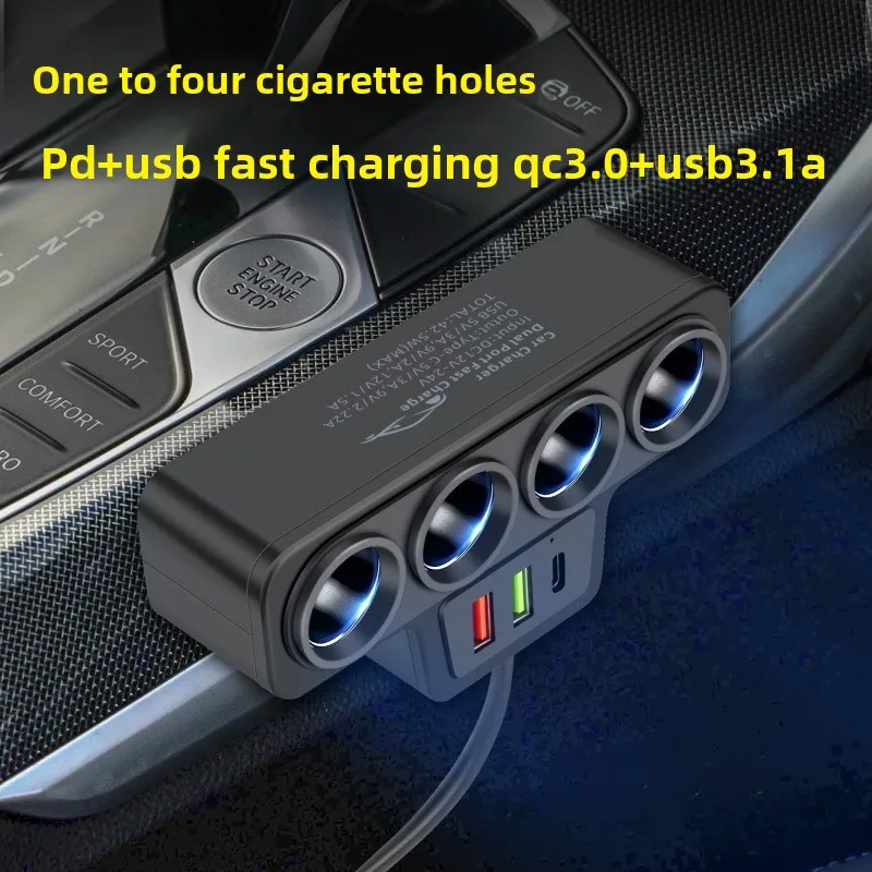 120W Car Phone Charger Cigarette Lighter Adapter PD 3.1A QC3.0 Multi Ports Quick Charge USB Charging Socket Splitter Plug