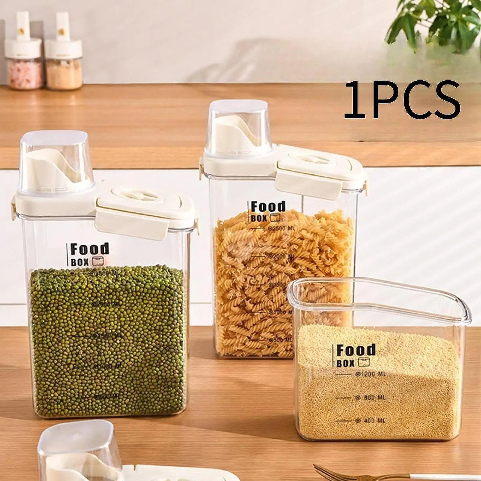 Rice Storage Container Kitchen Bin with Scale Transparent Tank with Large Spout Sealed Food Dispenser for Oatmeal Pet Food - view 6