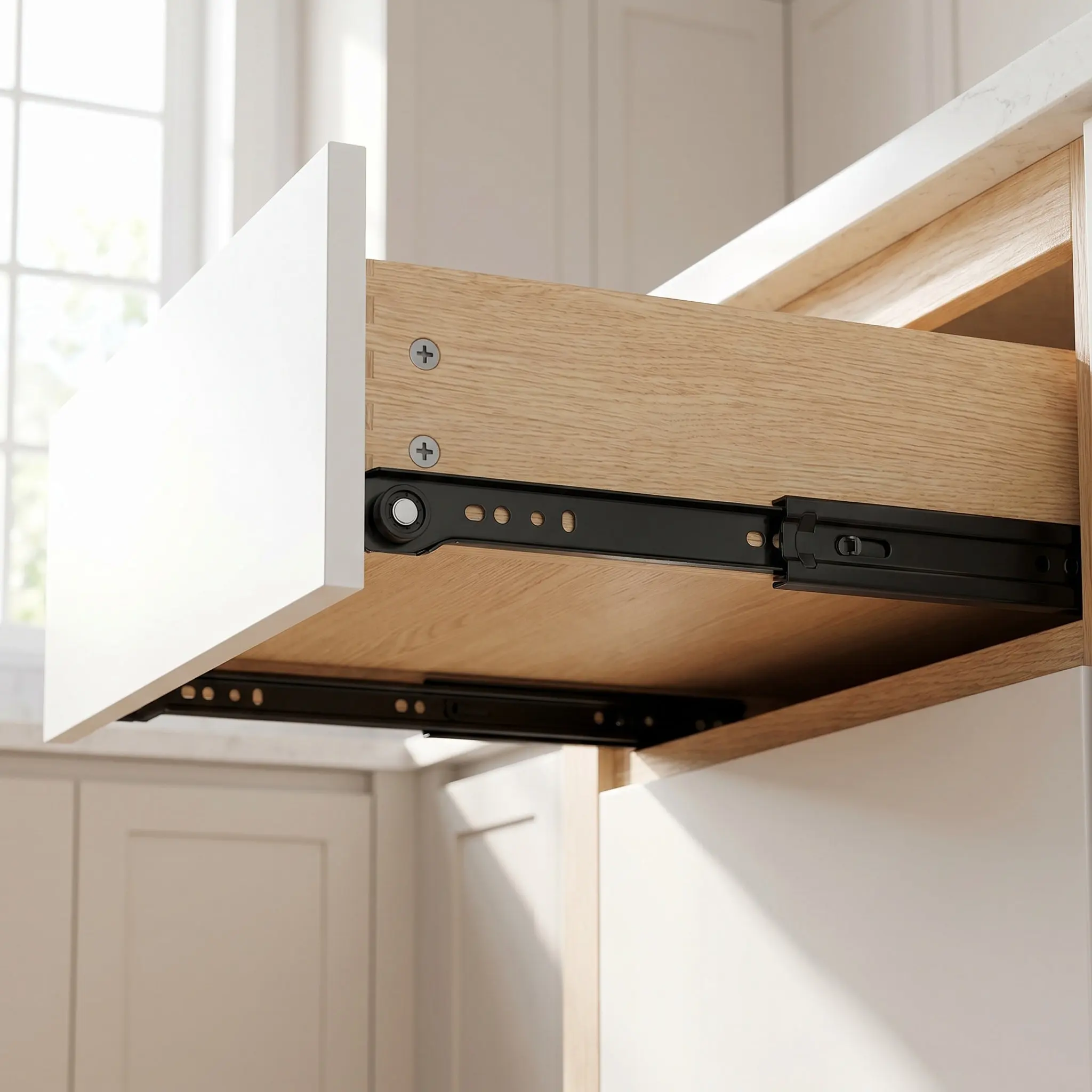 1Pair Bottom Mount Drawer Slides Heavy Duty Replacement Drawer Rails Smooth Opening for Cabinet Dresser Kitchen Furniture
