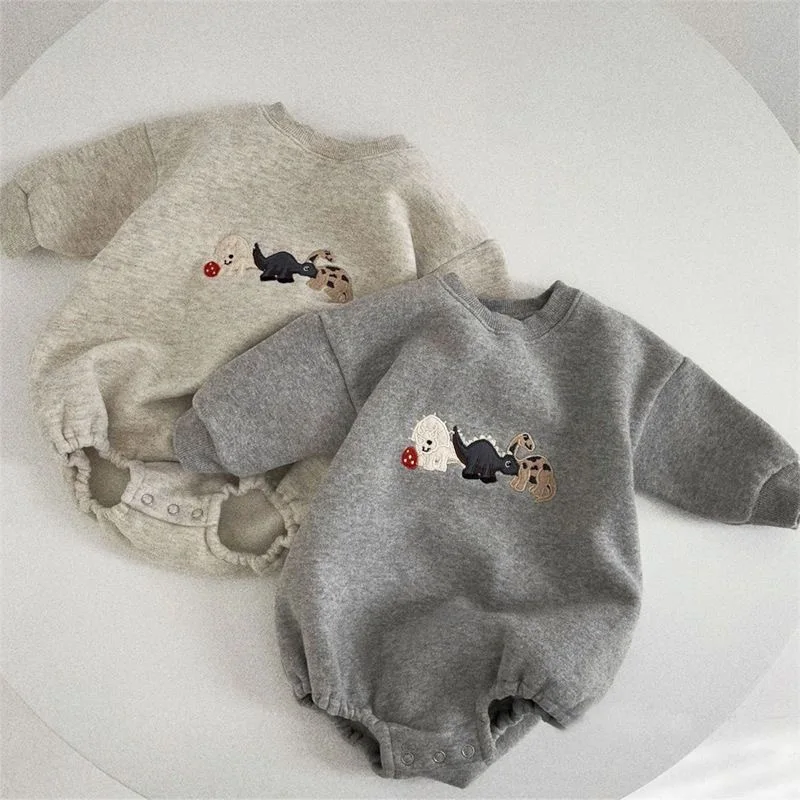 

Baby Jumpsuit 2025 Autumn Baby Dinosaur Long Sleeve Sweatshirt Crawling Suit For Outdoor Crawling Attire.