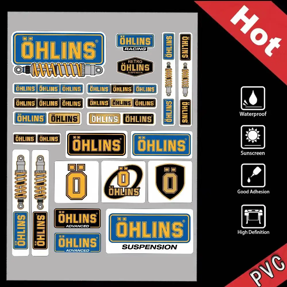 FOR OHLINS MOTO Waterproof Reflective Scratch Cover Sticker Universal Decor Decal For Car Motorcycle Helmet Refrigerator