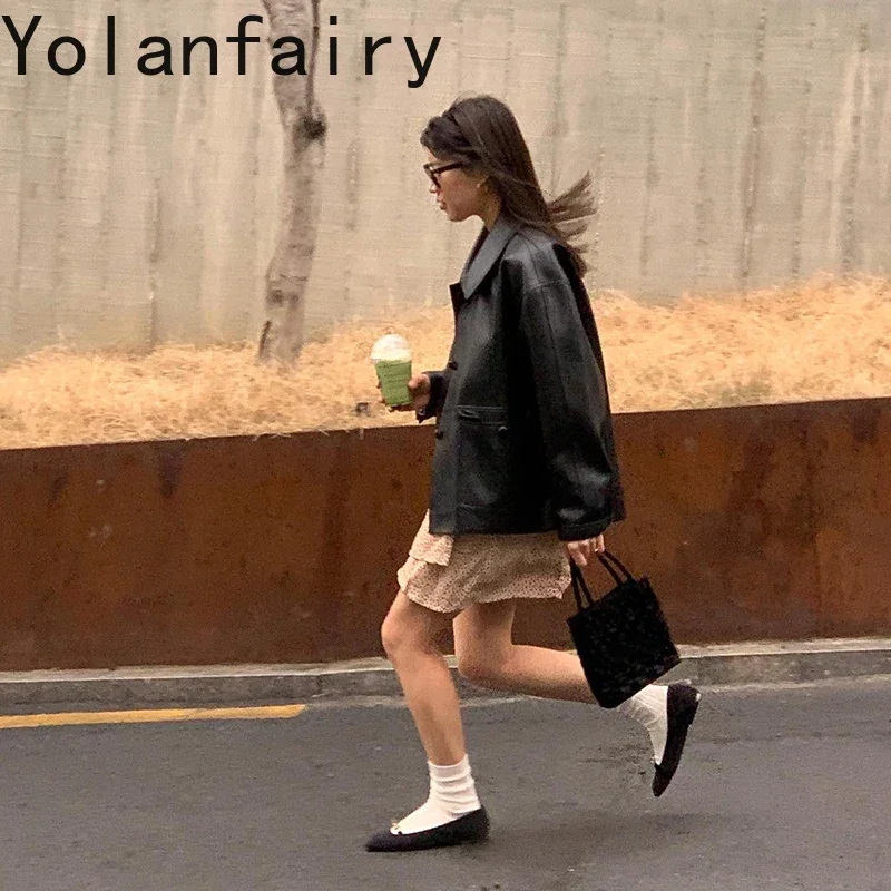 YOLANFAIRY décontracté manteaux en cuir vestes femmes vêtements coréen noir PU veste en cuir hiver femmes manteau en cuir Chaqueta Mujer