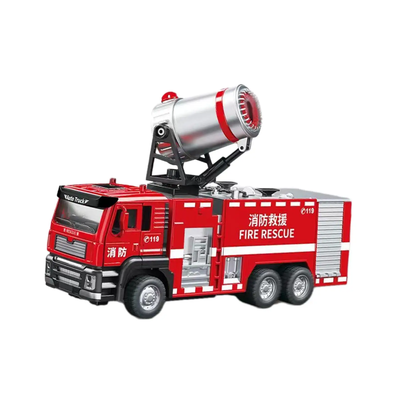 1/50 Diecast Alloy Fire Truck Portable Friction Powered for Tabletop Decor Educational Toy Boy Girls Ages 3 4 5 6 Years Old