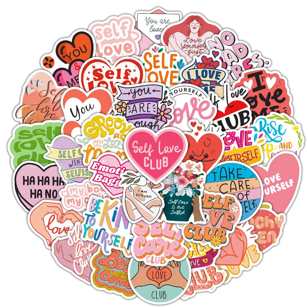 50Pcs Self Care Series Graffiti Stickers Suitable for Laptop Helmets Desktop Decoration DIY Stickers Wholesale