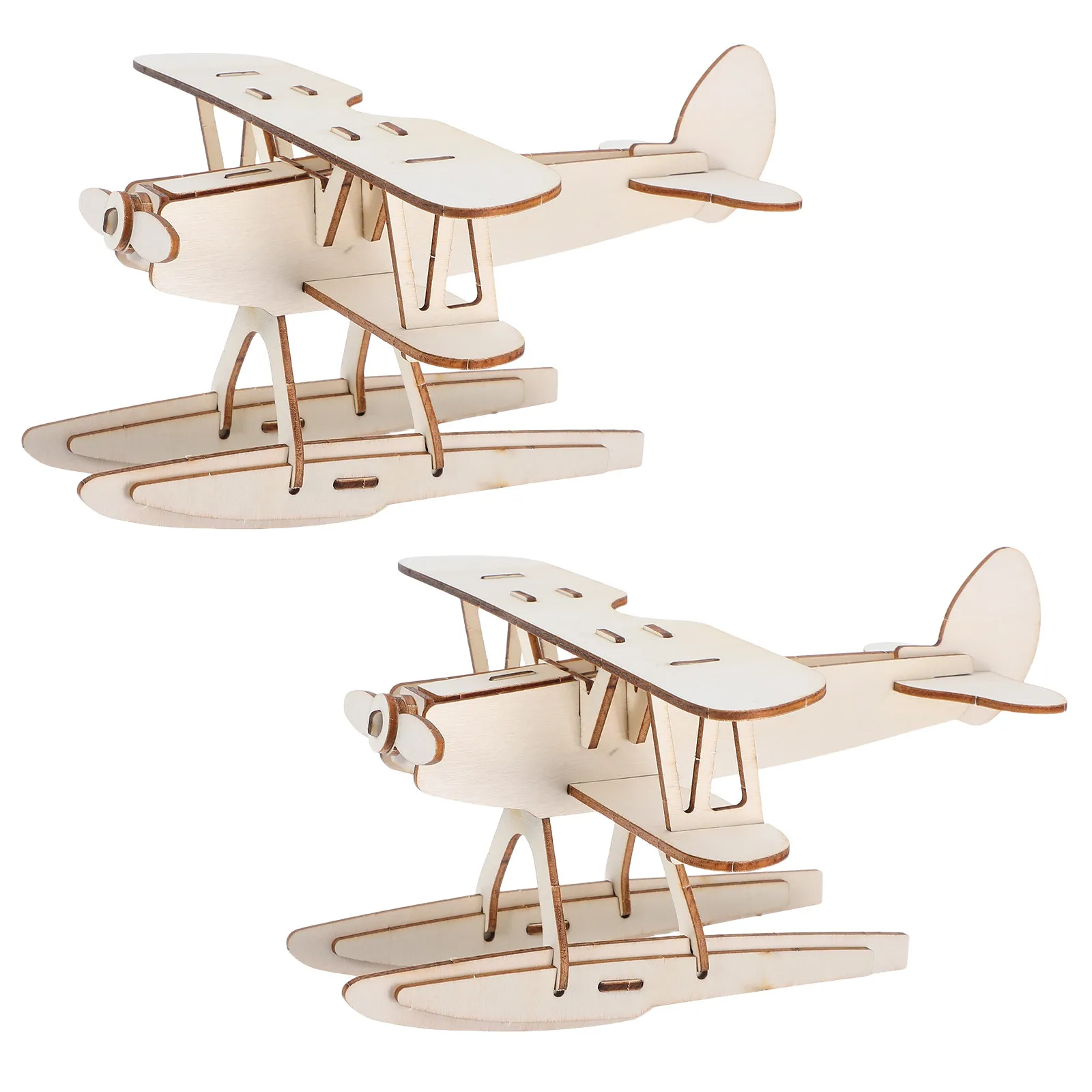2Pcs Airplane Glider DIY Wooden Assembly Creative Paintable Set Interactive Kids Educational Activity Hand-Eye Coordination