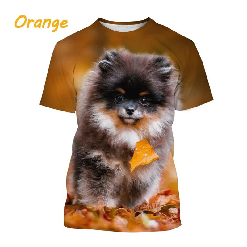 New 3D Animal Dog Pomeranian Printing T Shirt Kid Funny Fashion Tee Shirts Women Summer Cute Short Sleeves Unisex Clothing Tees