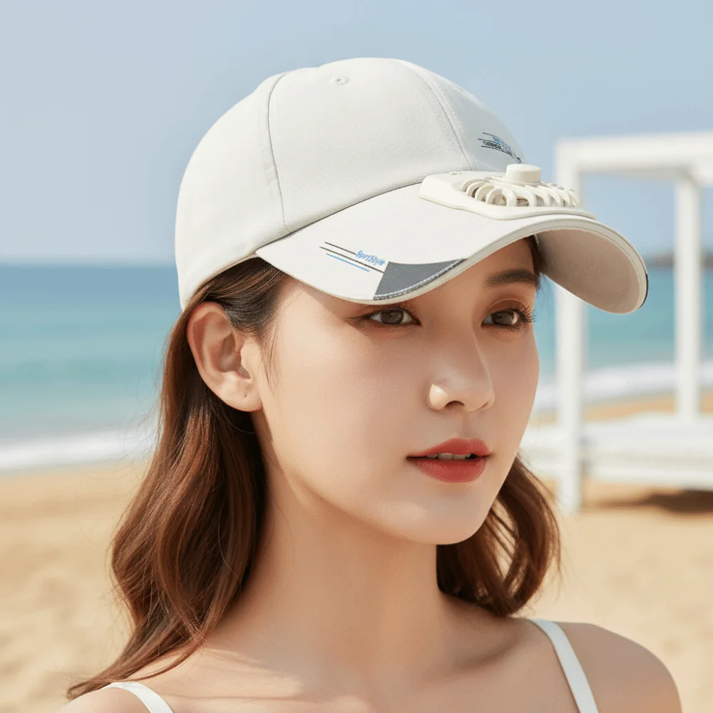 Portable Baseball Cap with Fan Adjustable Breathable Rechargeable Fan Hat Lightweight Long-lasting