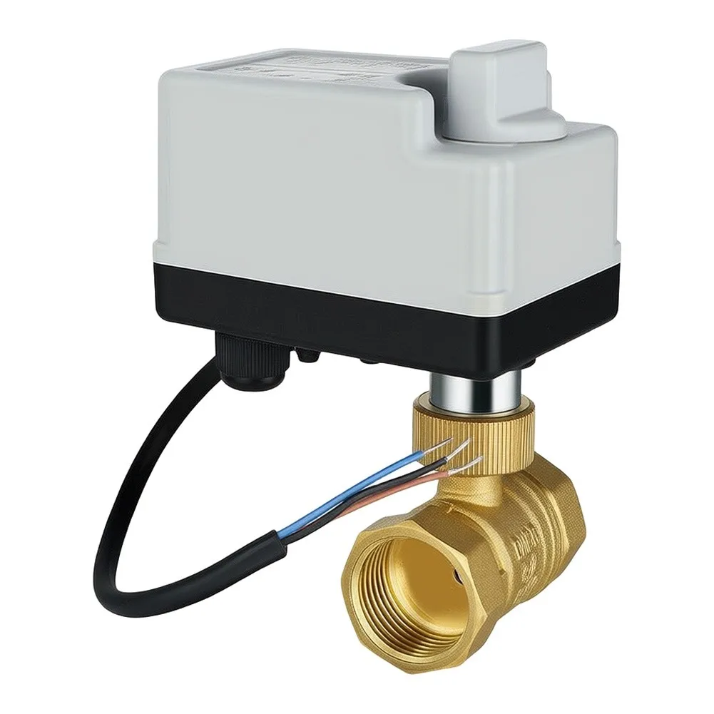 Motorized Ball Valve for Fluid Control Brass Body AC220V DC12V 3-Wire Electric Actuator Manual Override IP67 Certified