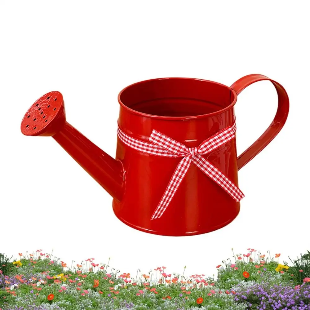 New Lightweight Plant Watering Can Sprinkler Head Gingham Ribbon Watering Pot Rust Resistant Indoor Plant Waterer Garden Decor