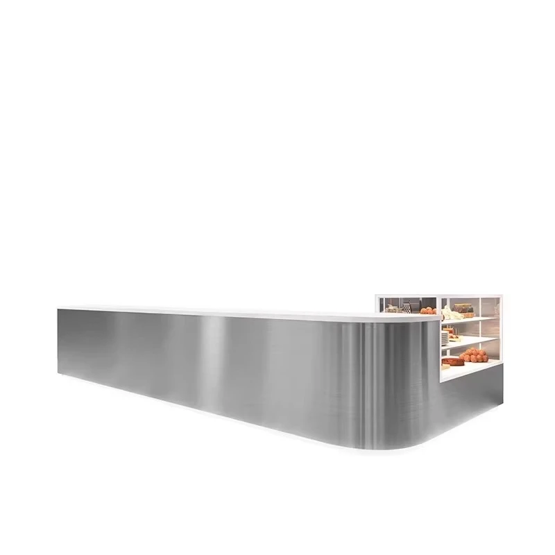 For Cafe Shop Design Coffee Bar Counter Milk Tea Counter DesignCustom Modern Stainless Steel Front Desk