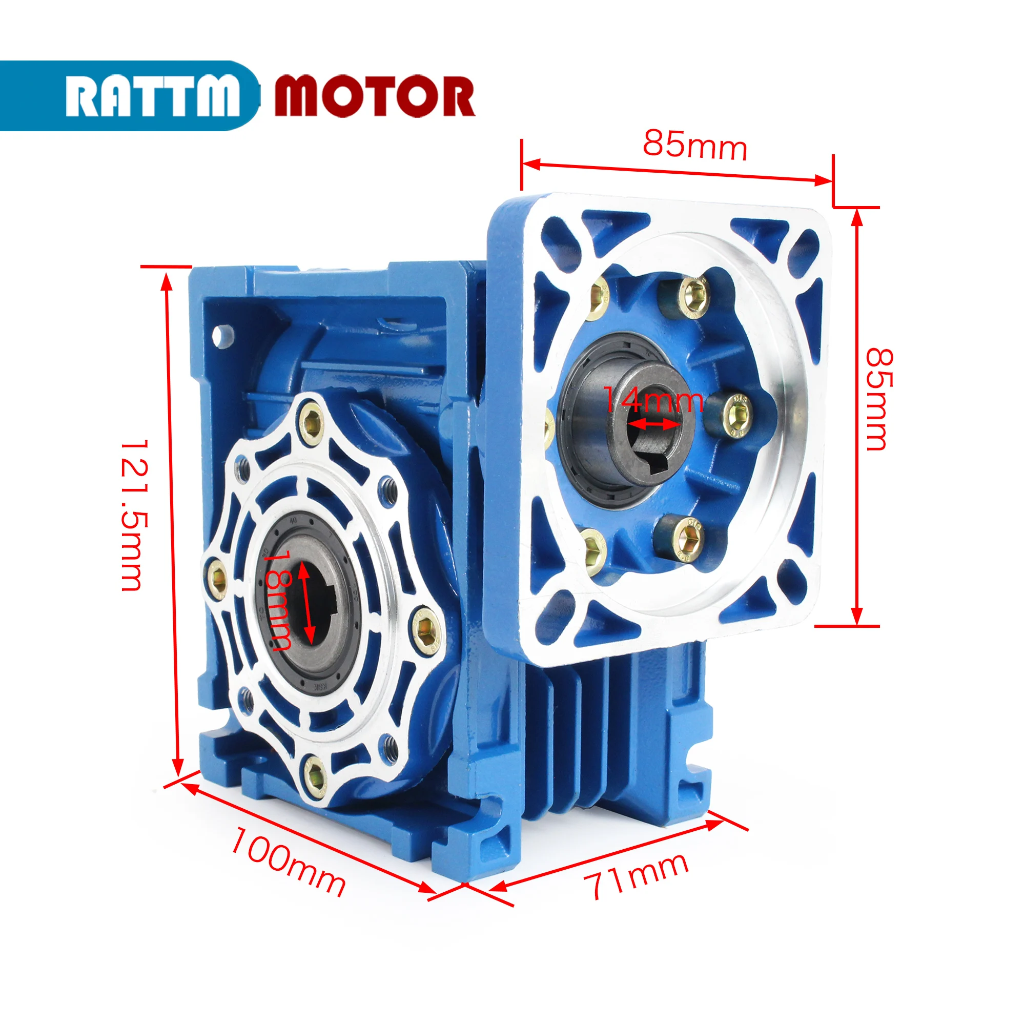 Square NMRV040 Worm Gear Gearbox Reducer Ratio for Nema 24 Nema 34 Stepper Motor Reduction Ratio 5:1 to 100:1