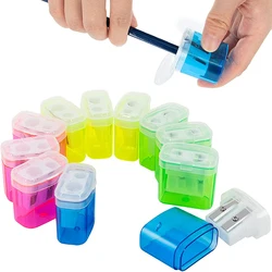 Temperamatite 4 pezzi piccola matita manuale a doppio foro con temperamatite sfuso carino 4 colori per bambini scuola forniture per ufficio a casa