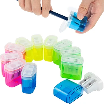 Temperamatite 4 pezzi piccola matita manuale a doppio foro con temperamatite sfuso carino 4 colori per bambini scuola forniture per ufficio a casa