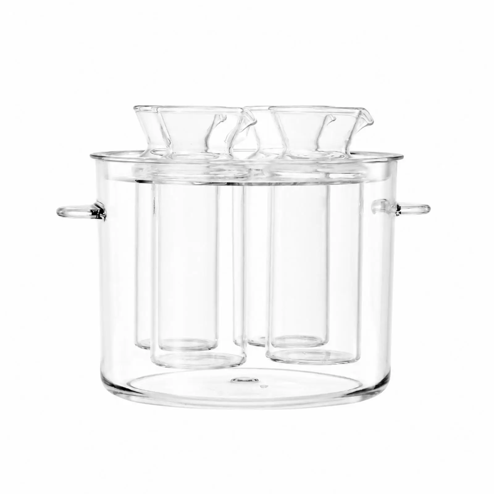 4 Pieces Transparent Ice Bucket with Side Handles Convenient Pouring Clear Ice Bucket with Secure Top Handled Drink Chilling