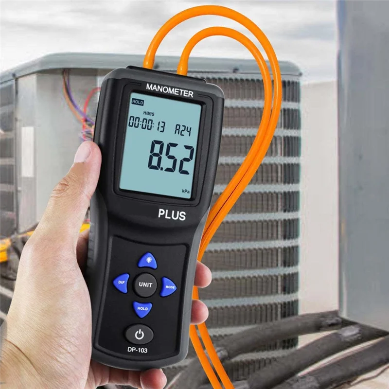 A29F-Manometer Digital Electronic Handheld Differential Pressure Gauge Air Pressure Meter Barometer With Backlit Display