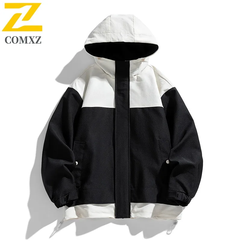 

COMXZ 2025 Men Jacket Autumn Casual Waterproof Windproof Outdoor Adventure Hiking Hunting Hooded Coat Lightweight Outerwear
