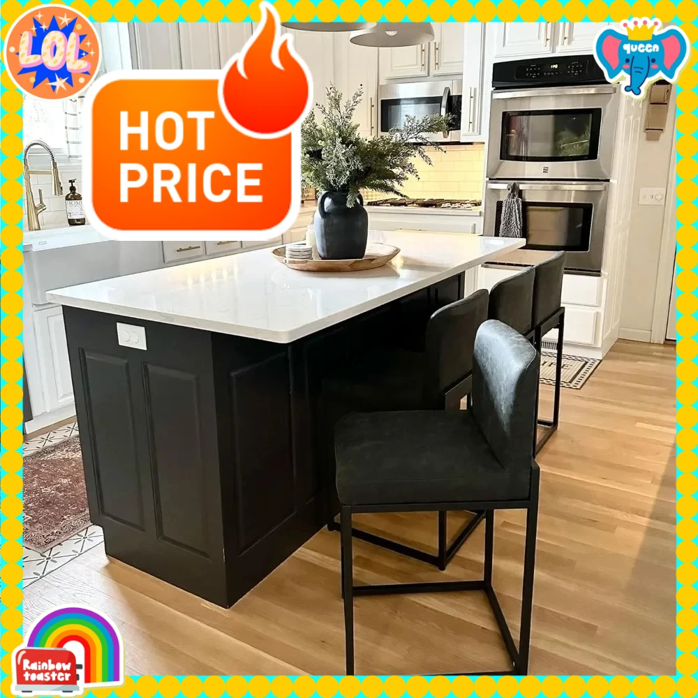 

BestsellerCounter Height Black PU Leather Bar Stools Set of 4, 24 Inch Kitchen Bar Chairs with Back Support