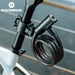 ROCKBROS Bicycle Lock Anti-theft High Strength Alloy Steel Cable Lock With Keys Portable Bracket Motorcycle Scooter Bike Lock