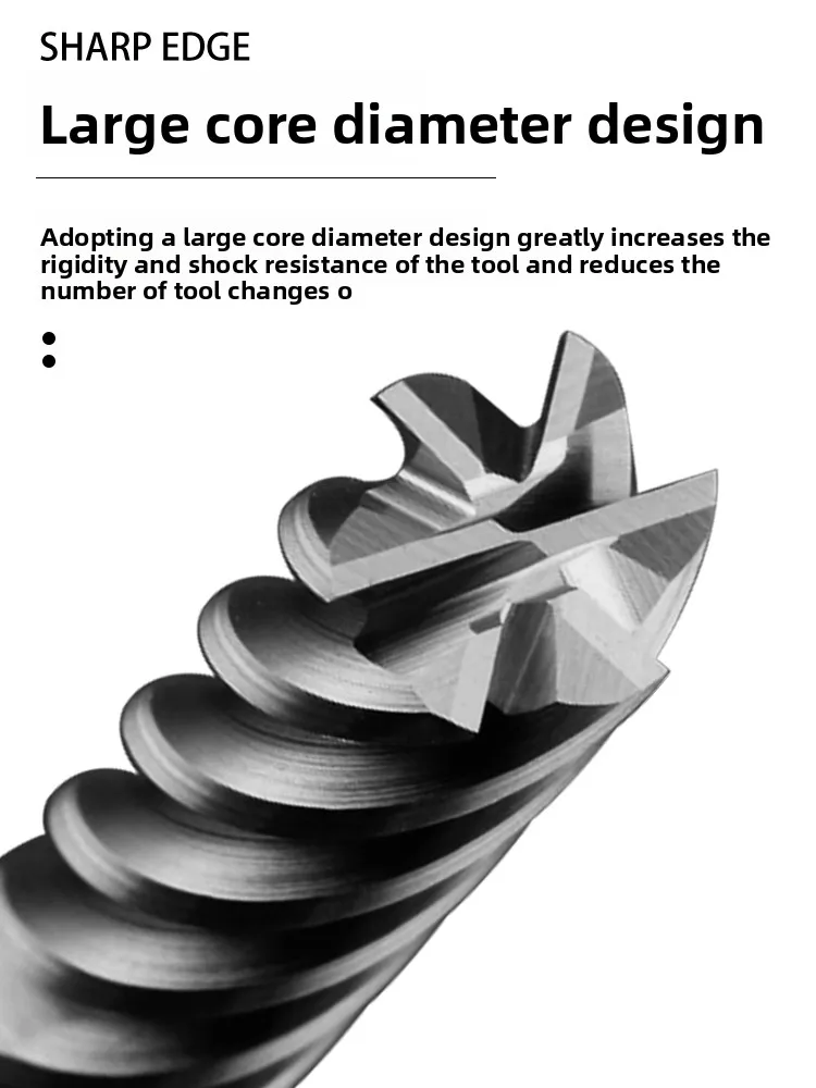 HRC70 6-Schneiden-Schaftfräser aus Vollhartmetall, Wolframstahl, Hartmetall-Schaftfräser zum Schruppen und Finishen von gehärtetem Stahl – Detail 3