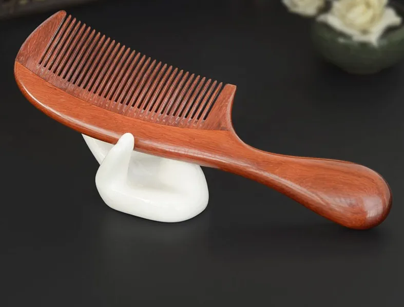 thickened round handle sandalwood comb with Fine toothed large sandalwood hair comb