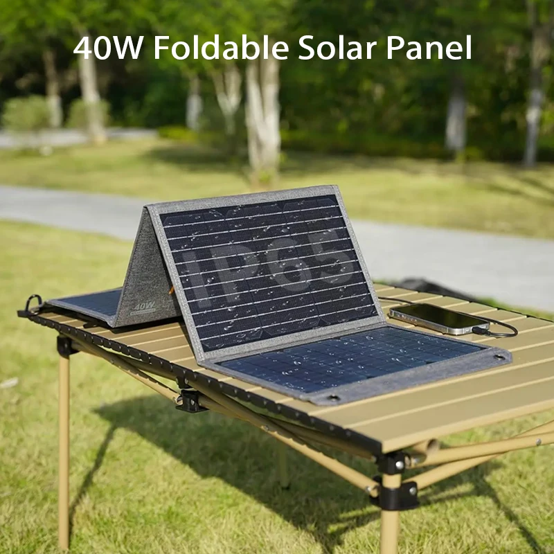 MHPOWOS 40W/80W Solar Panel Charger QC3.0 USB-A & Type-C Output IP67 Waterproof Foldable For Camping Hiking Outdoor Phone