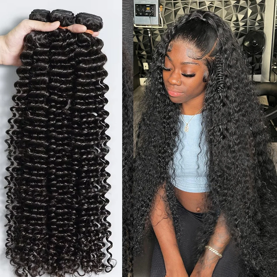 

100% бразильские необработанные человеческие волосы, глубокие волны, пучки человеческих волос 30, 40 дюймов, 1/3/4 пучка для женщин, вьющиеся волосы, бразильский свободный пучок