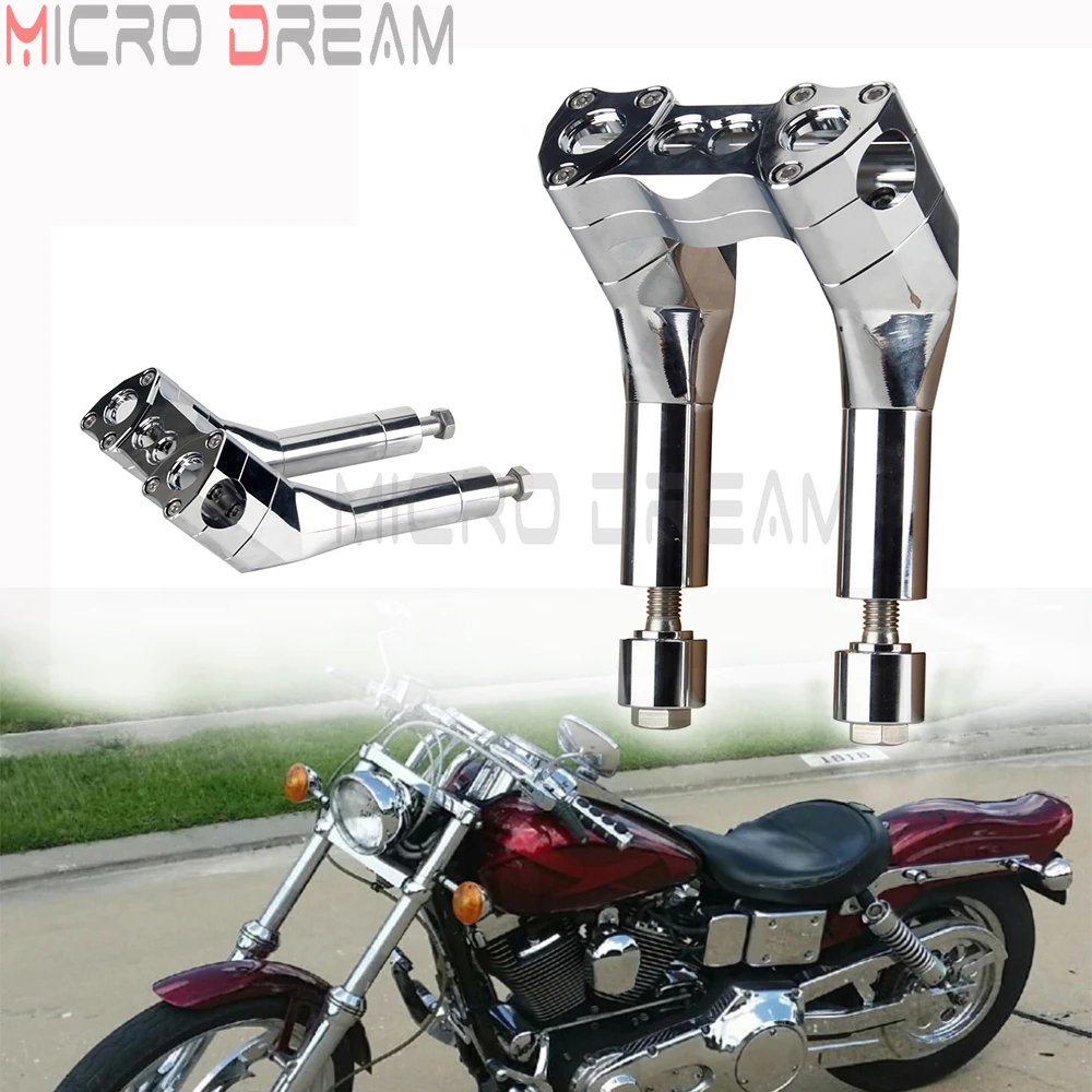 

28mm 1-1/8'' Pullback Handlebar Risers Top Clamp for Harley Cafe Racer Bobber Chopper Handlebars 3.5'' Center Chrome Rise 6inch