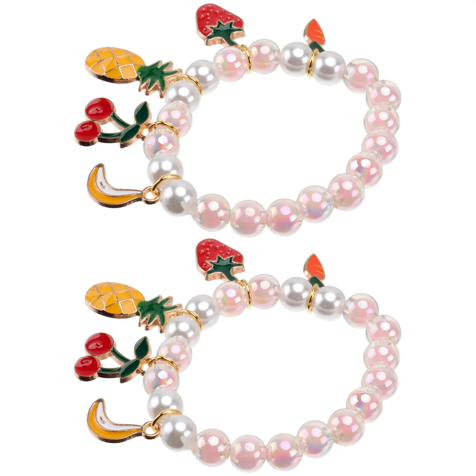 Beaded Bracelet Set of 2 with Imitation Pearls – Stylish Wrist Chains for Parties and Festive Events