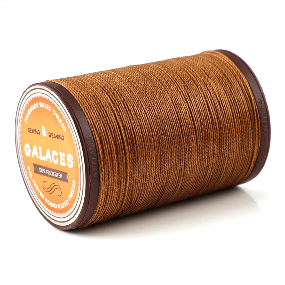 Premium Grade Round Waxed Polyester Thread 0.45mm 120m, Smooth No Fray for Leather Craft Hand Sewing