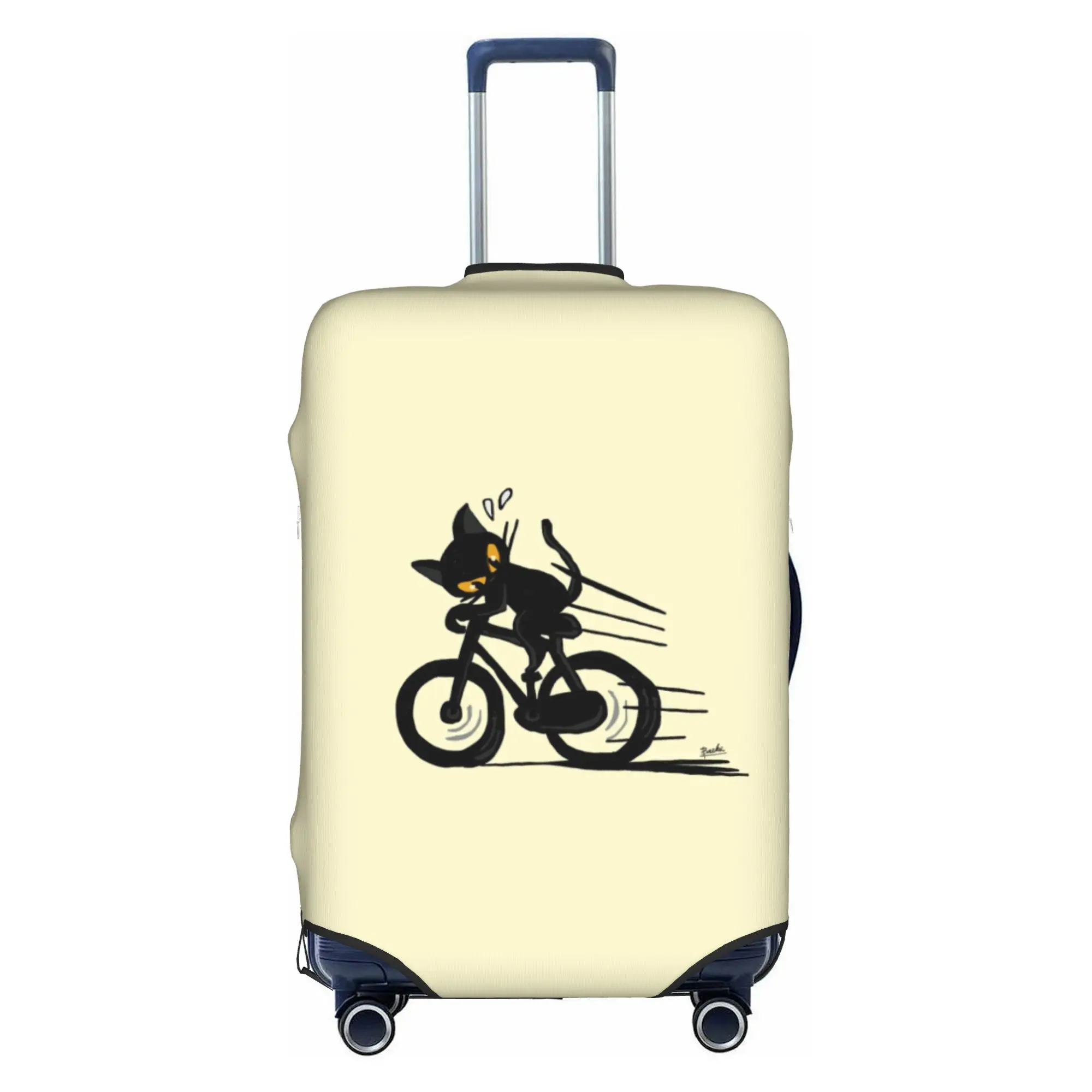 Funny Cat Bicycle Luggage Cover Protector Funny Mountain Bike Rider Travel Suitcase Protective Cover for 18-32 Inch
