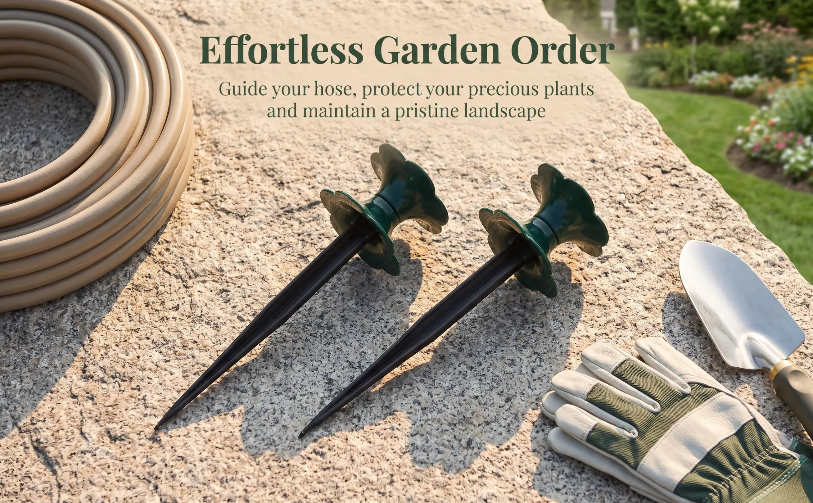 2Pcs Gardening Hose Guide Spike Heavy Duty Plastic Lawn Hose Support Water Hoses Guide for Garden Greenhouse Lawn