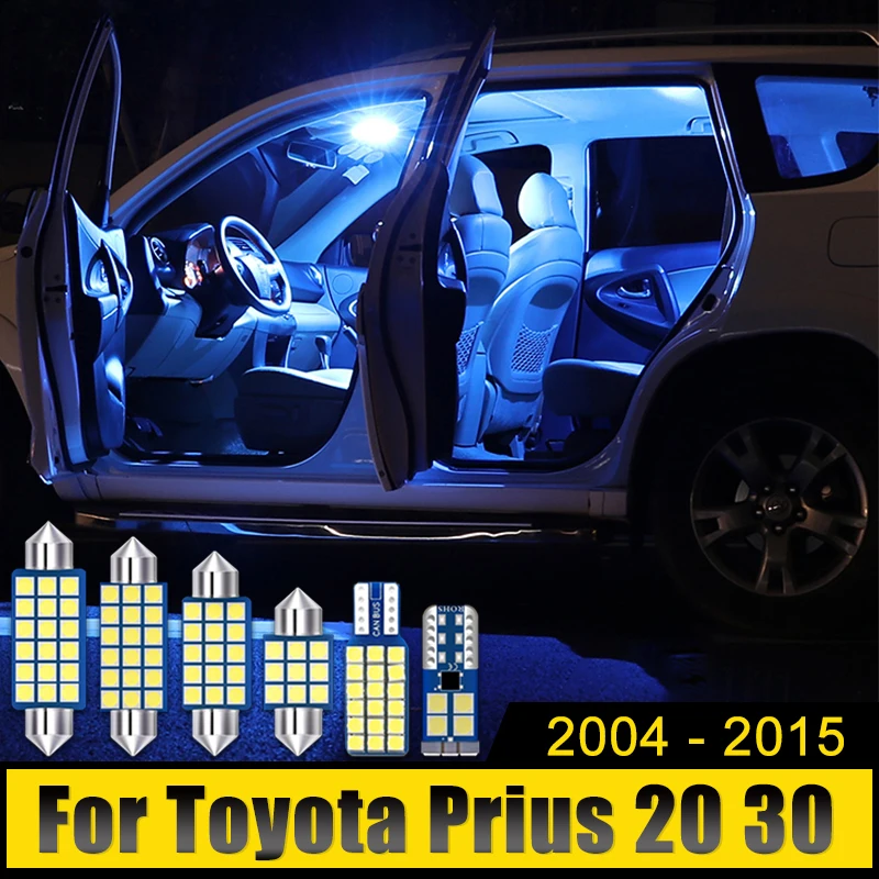 For Toyota Prius 20 30 XW20 XW30 2004-2011 2012 2013 2014 2015 11PCS Car Dome Map Lights Step Trunk Lamps License Plate Bulb