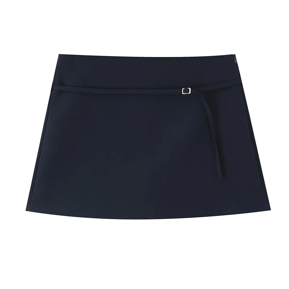 Jupes élégantes et simples pour femmes, couleur unie, fermeture éclair, ceinture, décoration, décontractées, polyvalentes, taille moyenne, nouveau produit