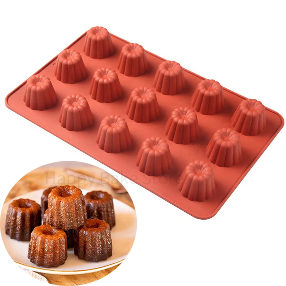 Stampo in Silicone Canele a 15 cavità Canneles antiaderente tortiera Muffin Cupcake teglia fai da te budino Mousse strumenti per decorare torte