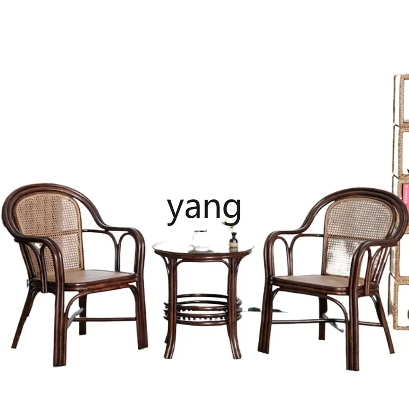 Lmm natural real rattan single household chair rattan armchair small rattan chair back chair comfortable