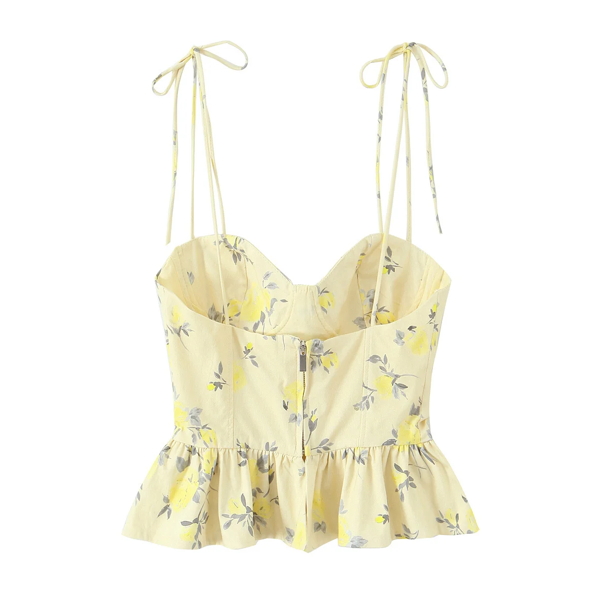 RARA2025 جديد الصيف المرأة عارضة الأزياء مزاجه سليم صالح تنوعا الحمالات زهرة طباعة قمم قصيرة