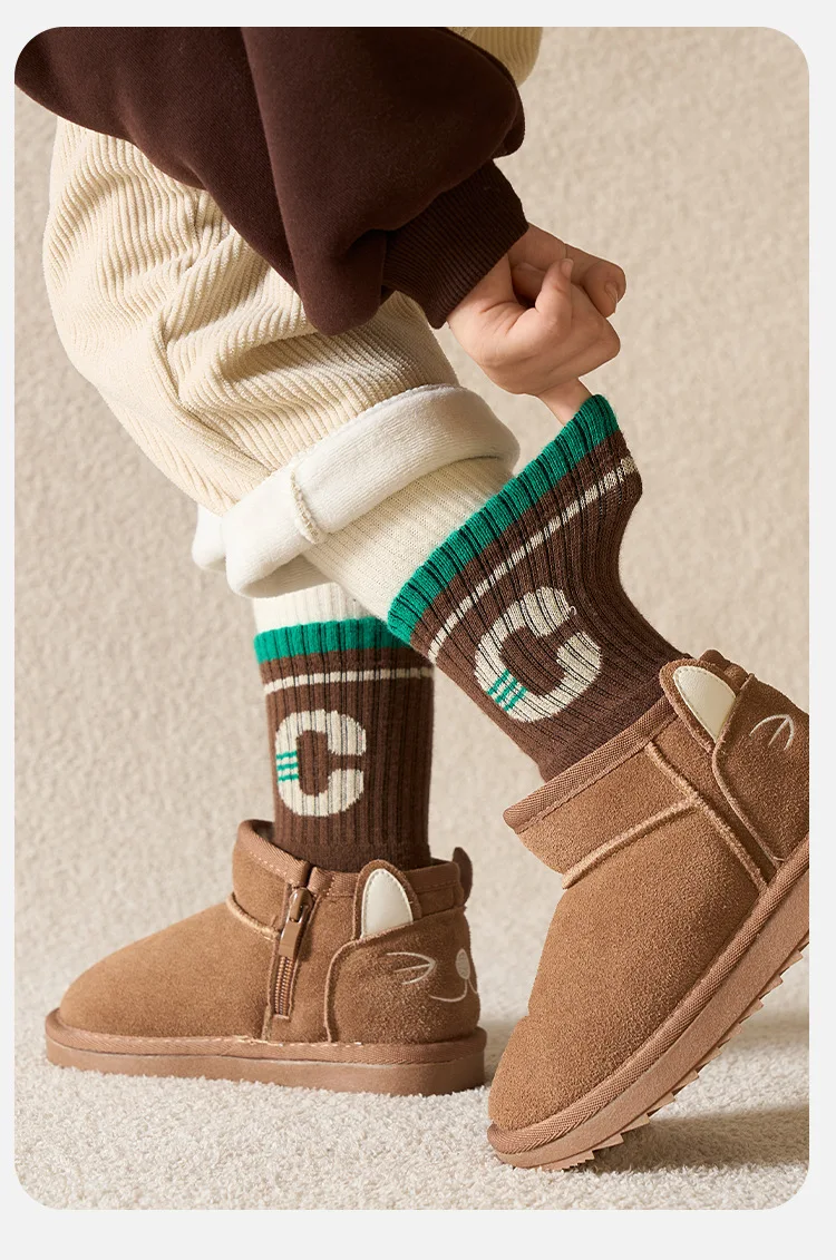 5 Paare/los kinder Winter Socken Warme Baby Kind Verdicken Baumwolle Socken Jungen Terry Socken Brief Muster Thermische Socken – Detail 2