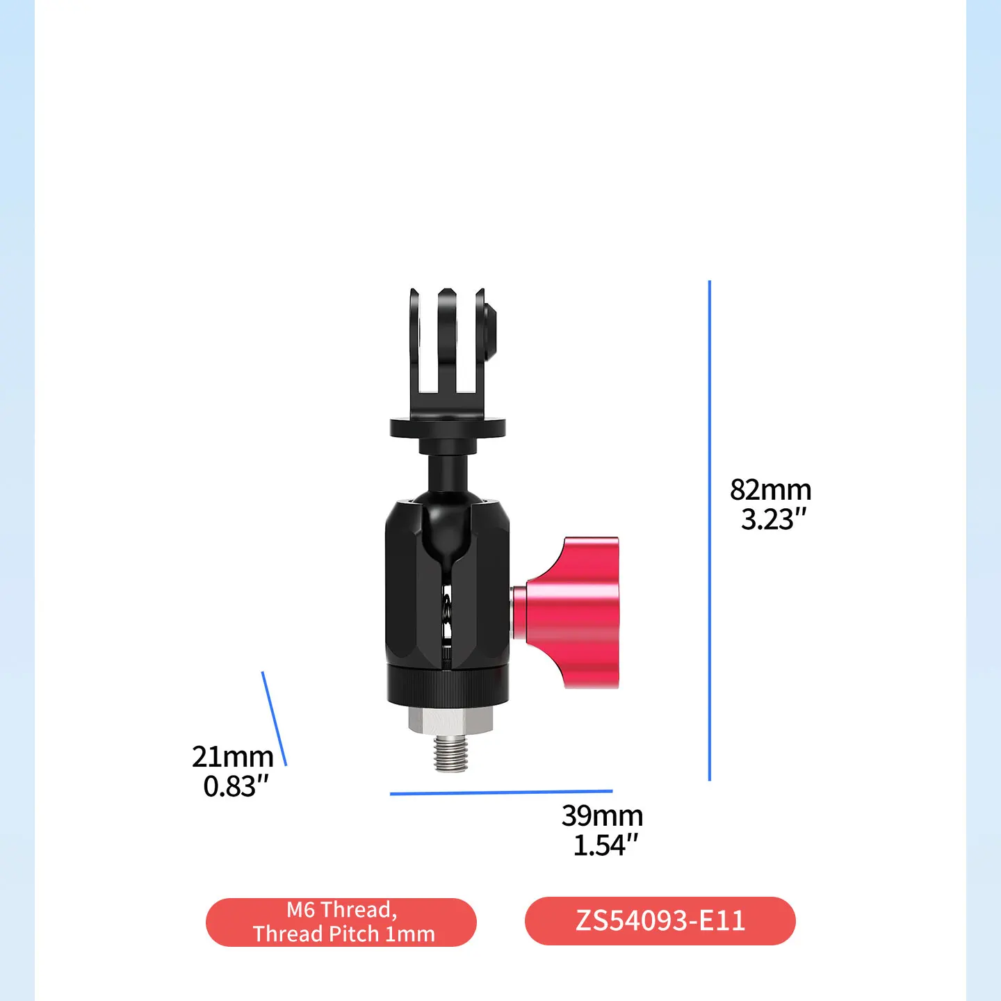 Aluminium-Action-Kamera-Halterung 2kg Traglast 3-Punkt-Adapter 17mm Kugelkopfklemme für GoPro Insta360 DJI OSMO Motorrad Fahrrad Stativ – Detail 19