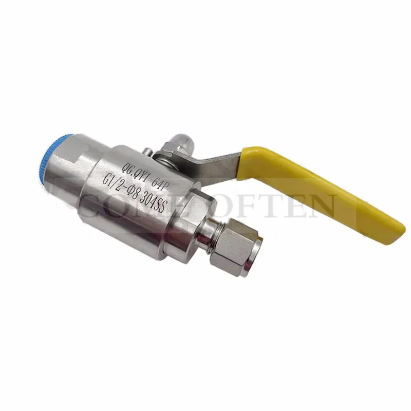 304 Stainless Steel QGQY1-64P High Pressure Internal Thread Ferrule  Air Source Ball Valve Instrument Valve Pneumatic Line