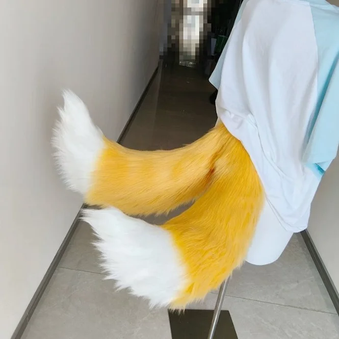 Anime Tail Cosplay Double Fox Tail Waist Bind Furry Costume Accessory Customizable Color Cosplay Prop