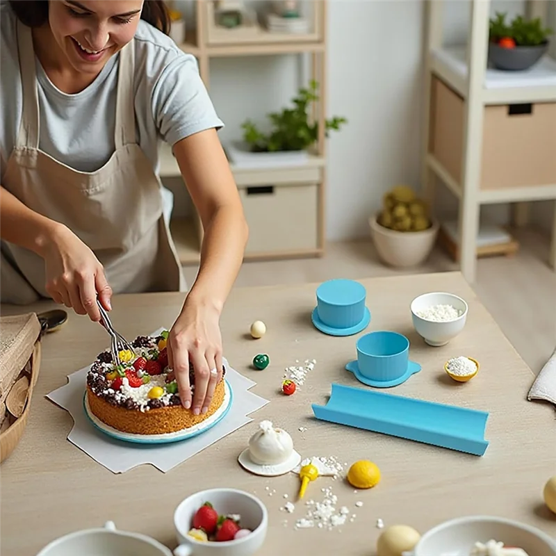 ABFS 9-Inch Round Cake Mold With Tray 3D Printed Cutter And Pusher, Baking Molds For Home Baking, Birthday