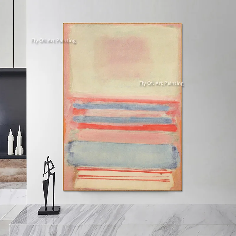 Pastel Color Block Abstract Thick Oil Painting Handpainted Original Minimal Canvas Wall Art For Decor